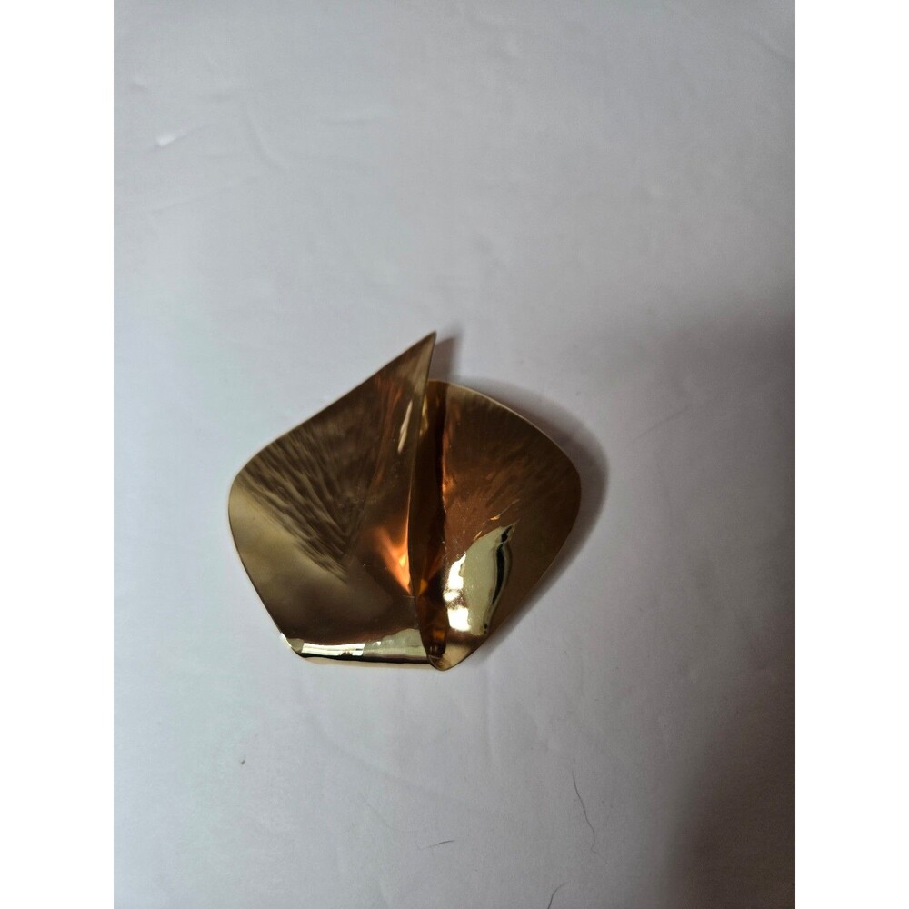Gold Tone Brooch Abstract Shape Signed
